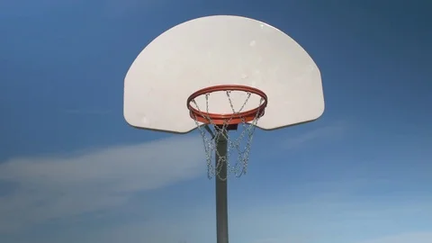 Basketball Net with Blue Sky Background. Stock Footage 74371702