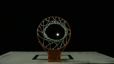 Basketball net with full moon Stock Footage 10733731