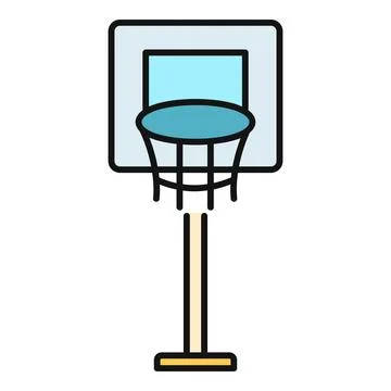 Basketball net hoop backboard flat line icon Stock Illustration