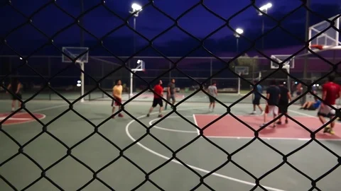 The Basketball At Night  Stock Footage 112872733