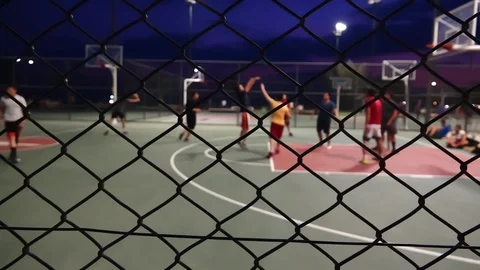 The Basketball At Night  Stock Footage 112892598