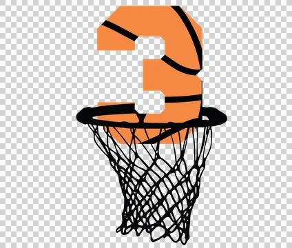 Basketball Number 3 Large Three Silhouette Positioned Behind Stock Illustration