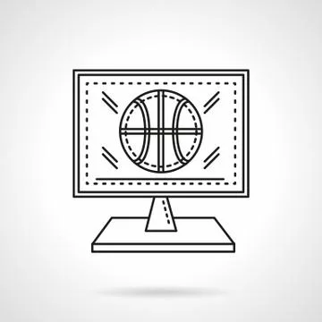 Basketball online flat line vector icon Stock Illustration