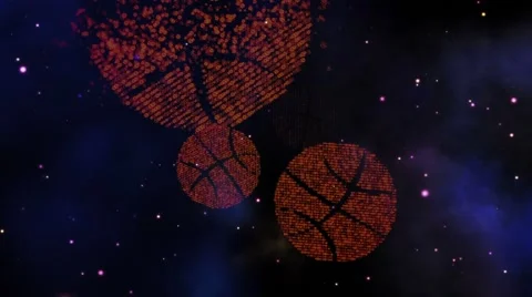 Basketball Particles into Space Video stock 61471370