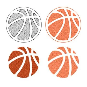 Basketball pattern symbols set background Stock Illustration