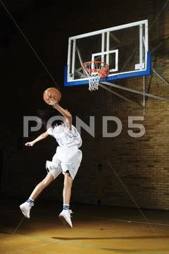 Basketball Player Aiming At Hoop