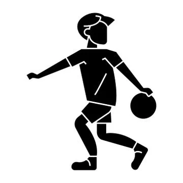 Basketball player with ball icon, vector illustration, black sign on isolated Stock Illustration
