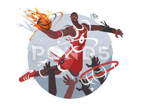 Basketball player with ball Stock Illustration