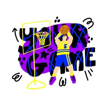 Basketball player on colorful background with text Your Gam Illustrazione stock