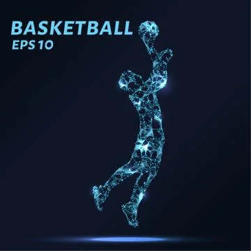 Basketball player consists of points, lines and triangles. The polygon shap.. Stock Illustration