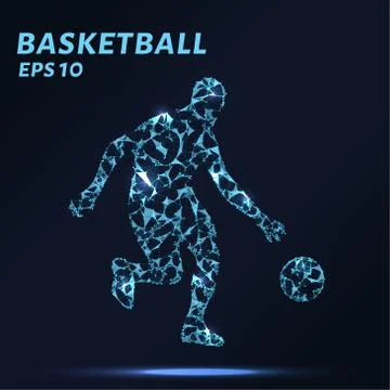 Basketball player consists of points, lines and triangles. The polygon shap.. Stock Illustration