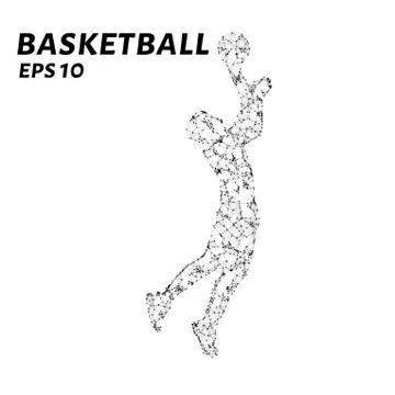 Basketball player consists of points, lines and triangles. The polygon shap.. Stock Illustration