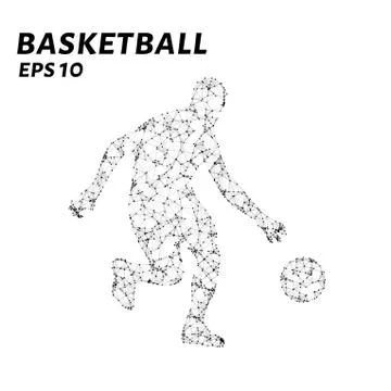 Basketball player consists of points, lines and triangles. The polygon shap.. Stock Illustration