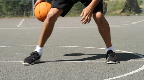 Basketball Player Dribbling the ball in practice Stock Footage 26367669