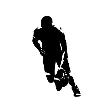 Basketball player dribbling, isolated vector silhouette. Ink drawing Stock Illustration