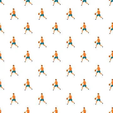Basketball player dribbling seamless pattern for sports background Illustrazione stock