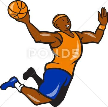 Basketball player dunking ball cartoon Stock Illustration