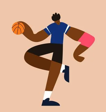 Basketball player flat style, vector illustration on light background. Stock Illustration
