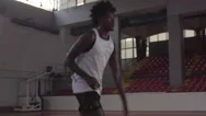 Basketball Player Having A Practice. African American Man Running And Bouncin Stock Footage