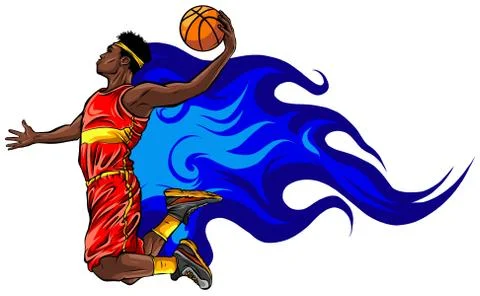 Basketball player jumps to dunk vector illustration art イラスト素材