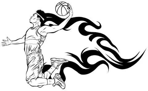 Basketball player jumps to dunk vector illustration art イラスト素材