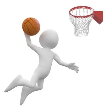 Basketball player making a dunk in the basket Illustrazione stock