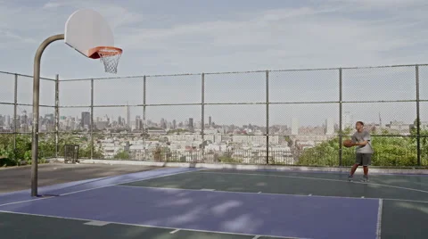 Basketball Player Misses and then Scores Stock Footage