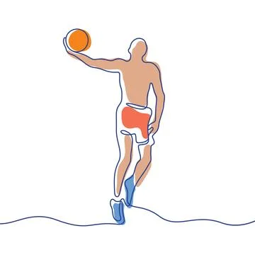 Basketball player one line vector illustration Stock Illustration