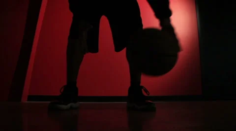 Basketball Player Silhouette Close Stock Footage