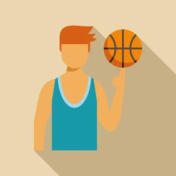 Basketball player spinning ball flat design icon Stock Illustration