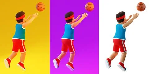 Basketball player throws the ball - back view. Stock Illustration