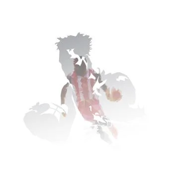Basketball players multi exposure vector illustration. Streetball athletes 스톡 일러스트