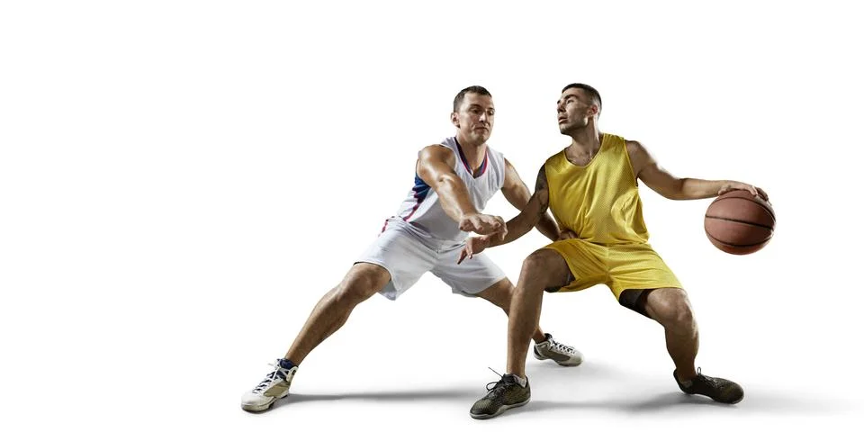 Basketball players on a white background Stock Photos