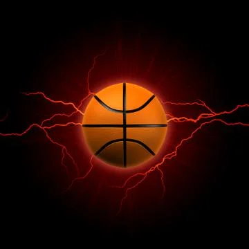 Basketball with red lightning Stock Illustration