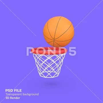 Basketball with ring isolated 3d render icon illustration Modello PSD