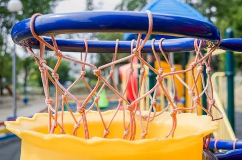 Basketball ring on the playground Stock Photos