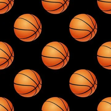 Basketball Seamless Pattern, Vector Illustration. Basketball Ball Texture for Stock Illustration