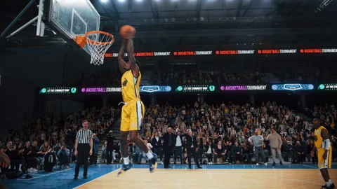 Basketball Slam Dunk Slow Motion Stock Footage 252070708