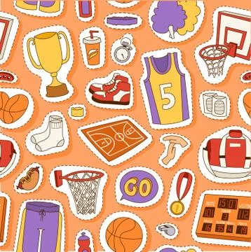 Basketball sport seamless pattern vector illustration Illustrazione stock
