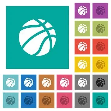 Basketball square flat multi colored icons Stock Illustration