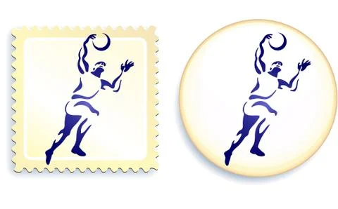 Basketball Stamp and Button Stock Illustration