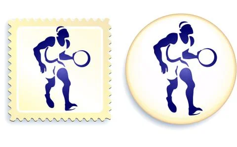 Basketball Stamp and Button Stock Illustration