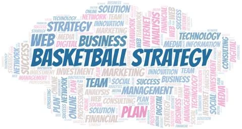 Basketball Strategy word cloud create with text only. Stock Illustration