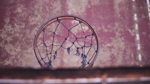 Basketball Successfully Going Through Hoop Net Stock Footage 345551322