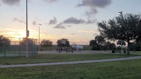Basketball at Sunset Stock Footage 201906578