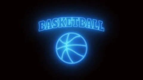 Basketball symbol with neon light effect Stock Footage 314780484