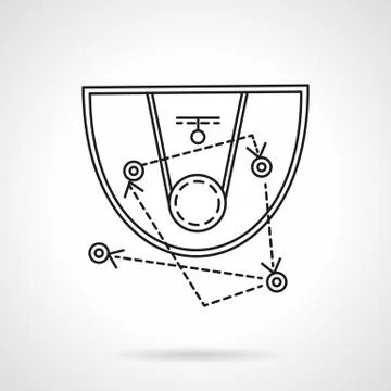 Basketball tactic flat line vector icon Stock Illustration
