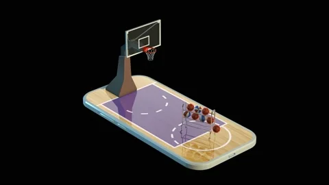 Basketball training application. Seamless loop. 3d rendering Stock Footage 155131544