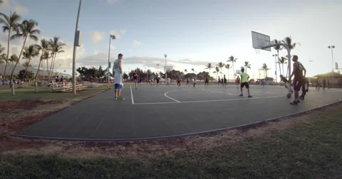 Basketball training, sunset, teens Stock Footage 57675734