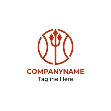 Basketball trident logo. Stock Illustration
